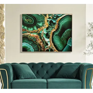 OBRAZ NA PŁÓTNIE LAKIEROWANY SZMARAGDOWY -B- Z RAMĄ 82X4X62 cm